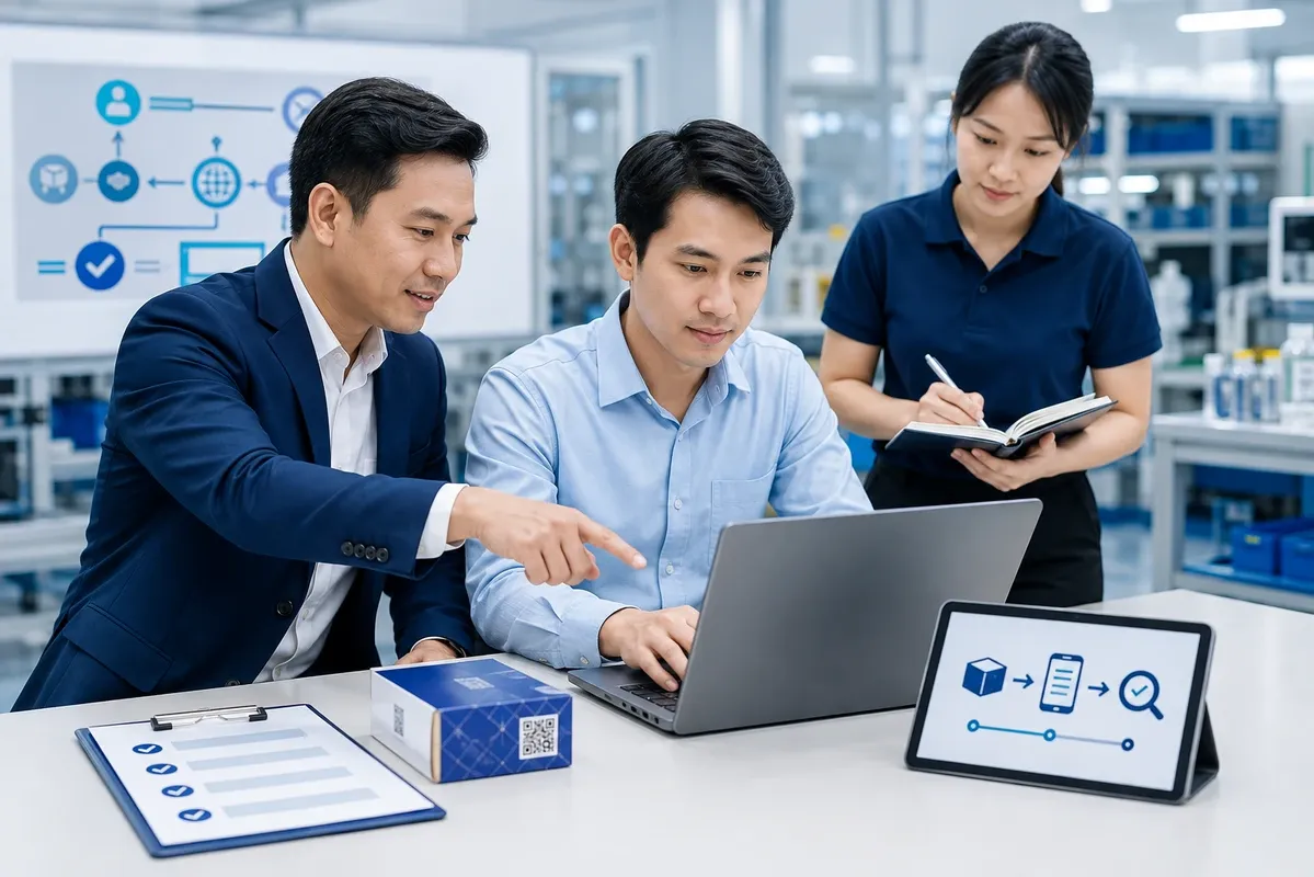 An enterprise team practising to master electronic label and traceability technology