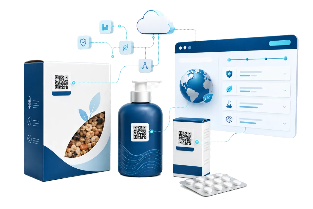 Product packaging connected to electronic labels and a Cloud data platform