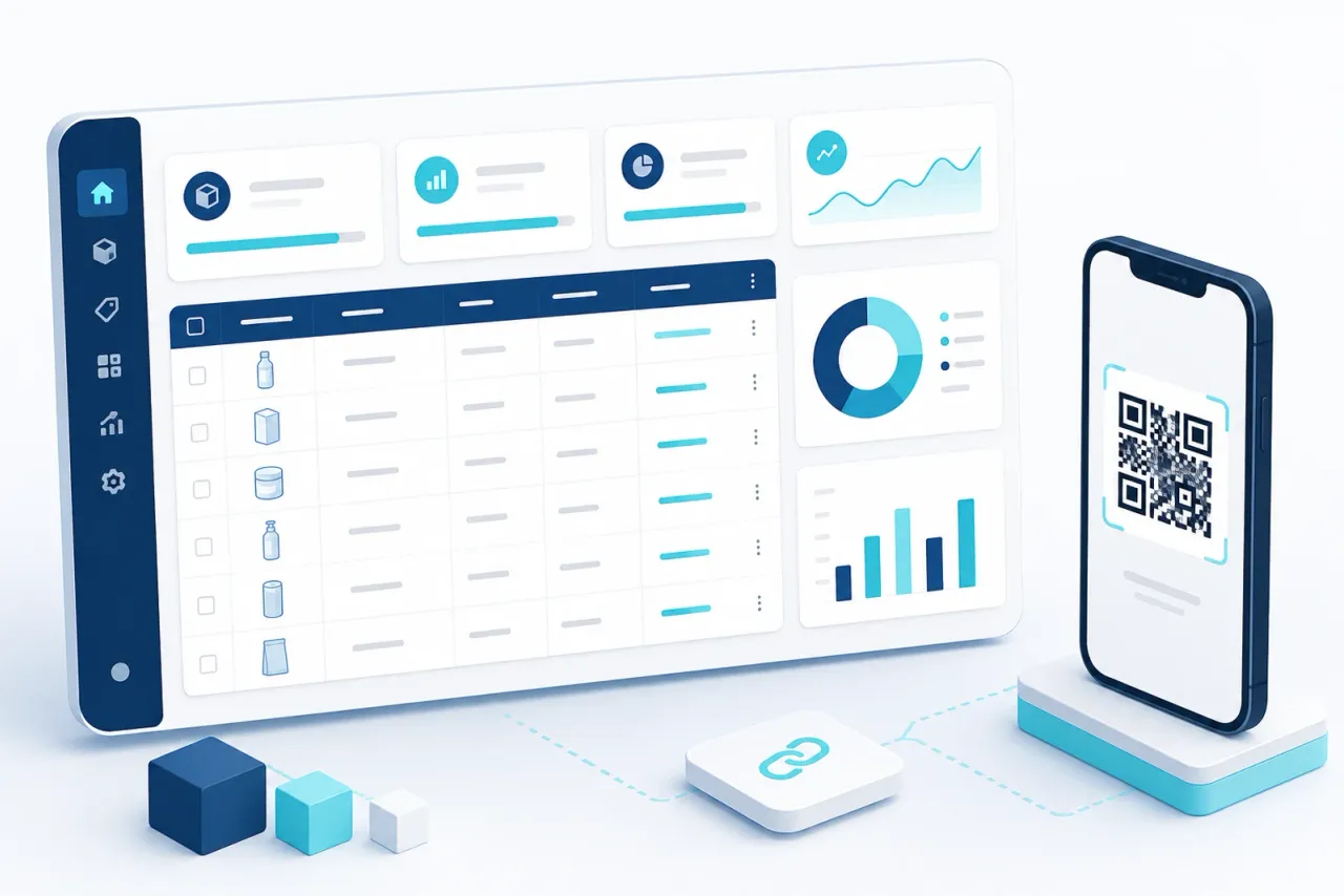 Vlabel dashboard tracking product journey and supply chain data