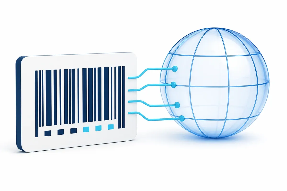 A GTIN barcode connected to the global goods ecosystem