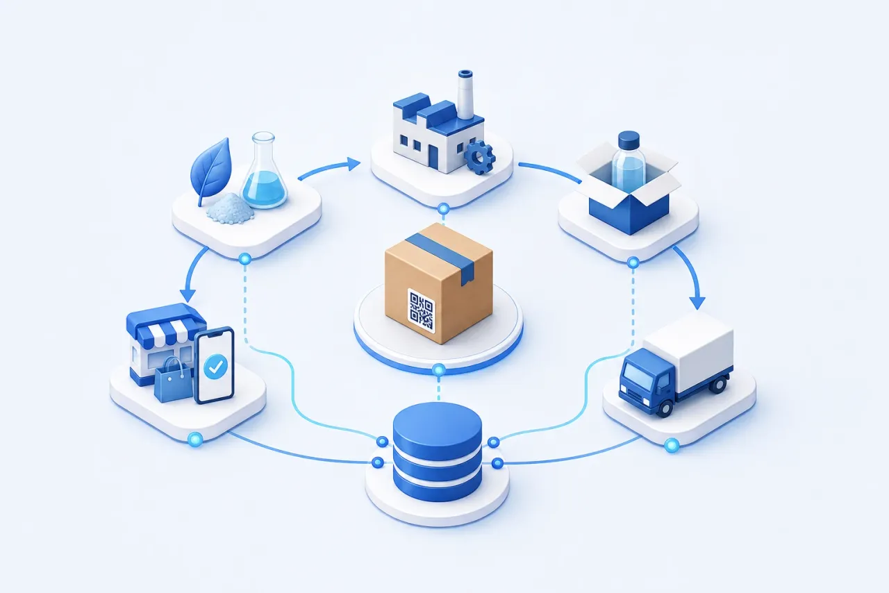 A product barcode connected to global supply chain data
